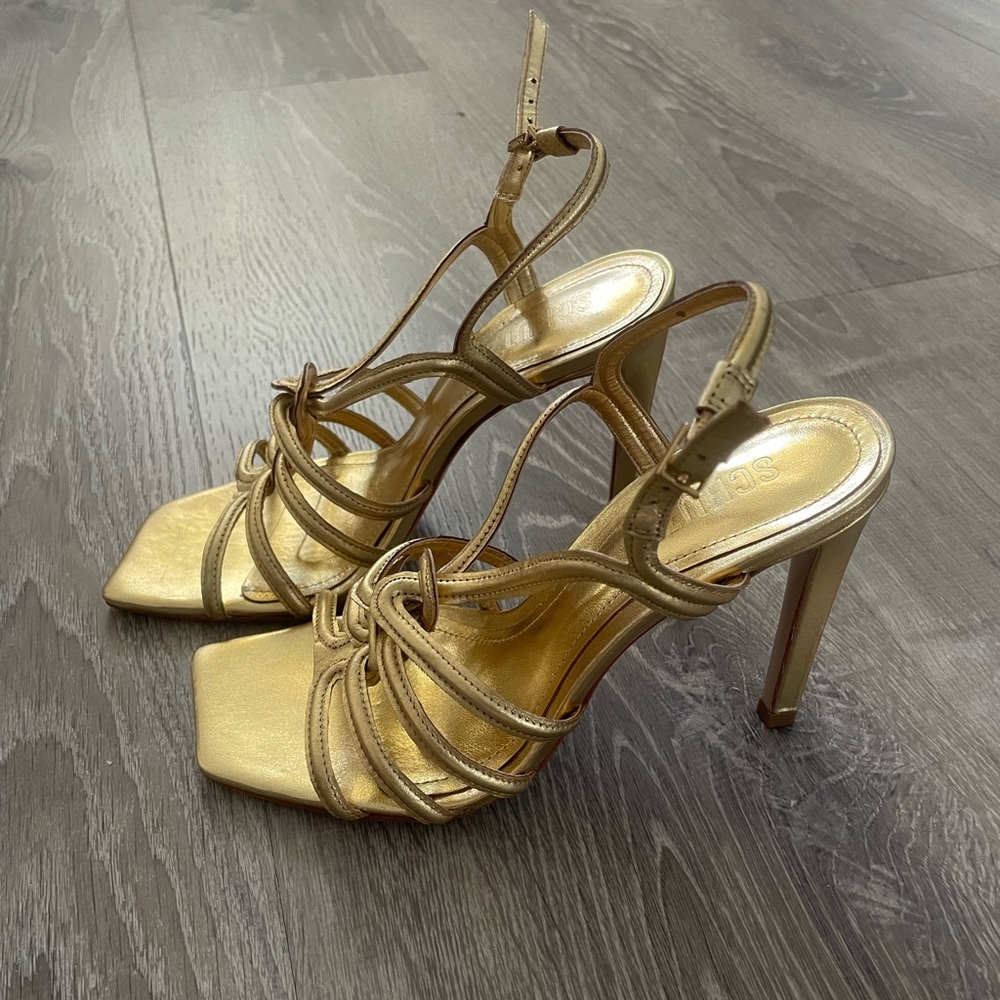Elegant Gold Strappy Heels